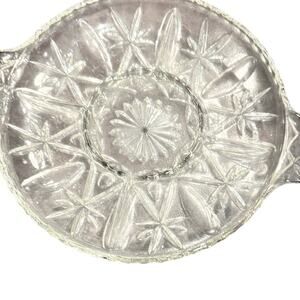 Vintage Clear Pressed Glass Relish Dish – Starburst Divided Tray, Mid-Century